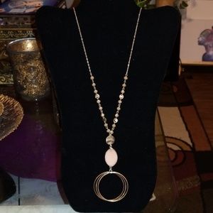 Gold, tan and pink pearl circle necklace set